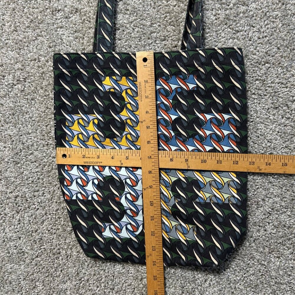 Tory Burch Pattern Print Canvas Tote Curly Ribbon… - image 2